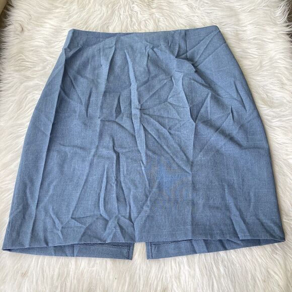 Fashion Bug Outfit Sz 16W 3 Pc Blue Blouse Pants Skirt Button Front Career Work - Picture 15 of 16